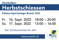 Kleinkaliber Herbstschiessen in Eich - 16. Sept. 2022, 18:00 - 20:00 Uhr, 17. Sept. 2022, 13:00 - 16:00 Uhr